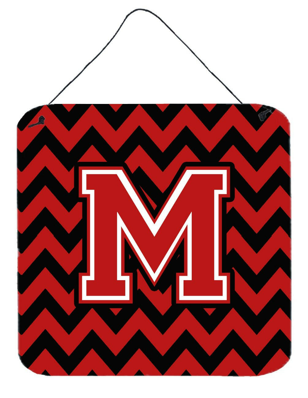 Letter M Chevron Black and Red   Wall or Door Hanging Prints CJ1047-MDS66 by Caroline's Treasures