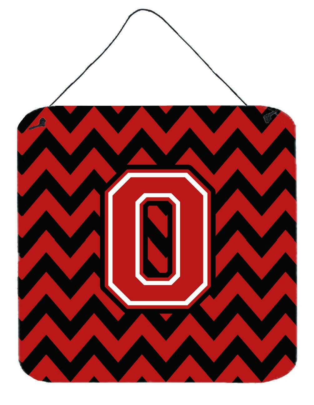 Letter O Chevron Black and Red   Wall or Door Hanging Prints CJ1047-ODS66 by Caroline's Treasures