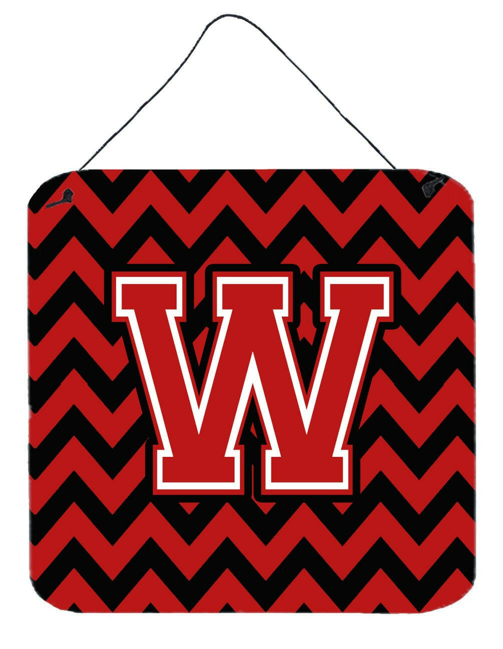 Letter W Chevron Black and Red   Wall or Door Hanging Prints CJ1047-WDS66 by Caroline's Treasures