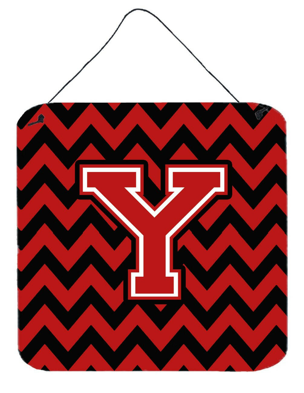 Letter Y Chevron Black and Red   Wall or Door Hanging Prints CJ1047-YDS66 by Caroline's Treasures