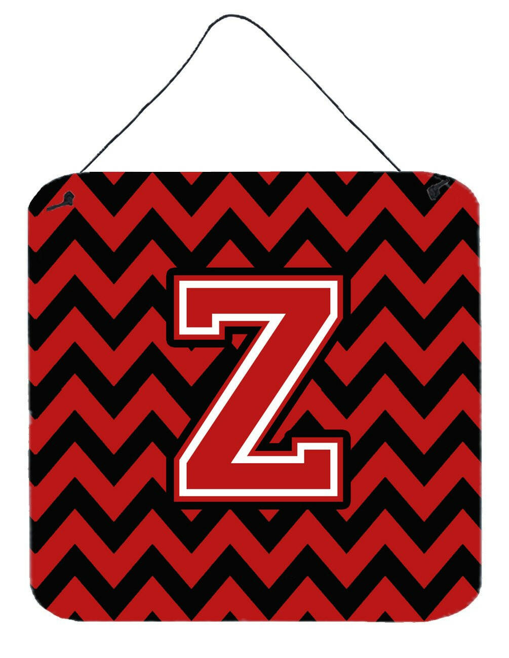 Letter Z Chevron Black and Red   Wall or Door Hanging Prints CJ1047-ZDS66 by Caroline's Treasures