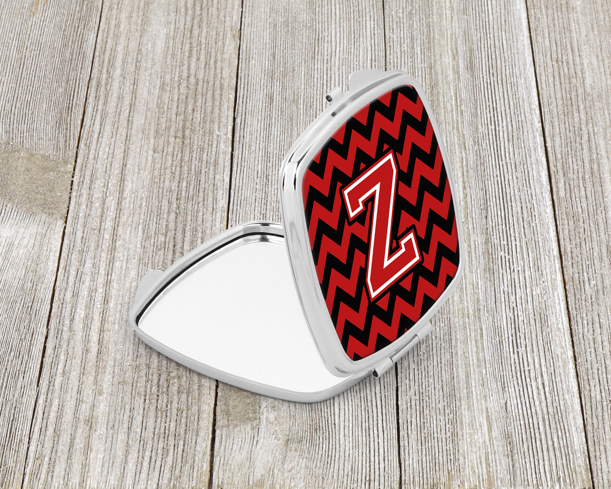 Letter Z Chevron Black and Red   Compact Mirror CJ1047-ZSCM