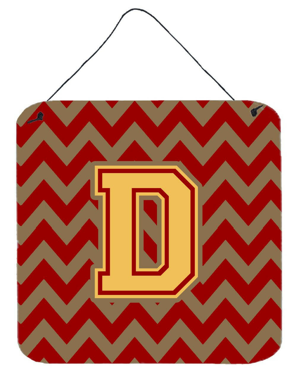 Letter D Chevron Garnet and Gold  Wall or Door Hanging Prints CJ1048-DDS66 by Caroline's Treasures