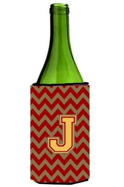 Letter J Chevron Garnet and Gold  Wine Bottle Beverage Insulator Hugger CJ1048-JLITERK by Caroline's Treasures