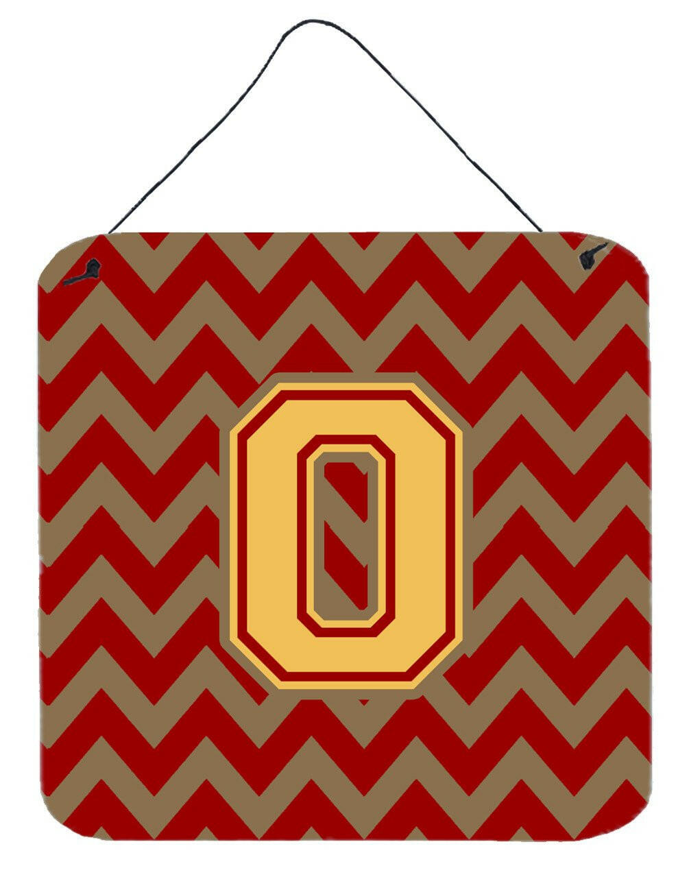 Letter O Chevron Garnet and Gold  Wall or Door Hanging Prints CJ1048-ODS66 by Caroline's Treasures