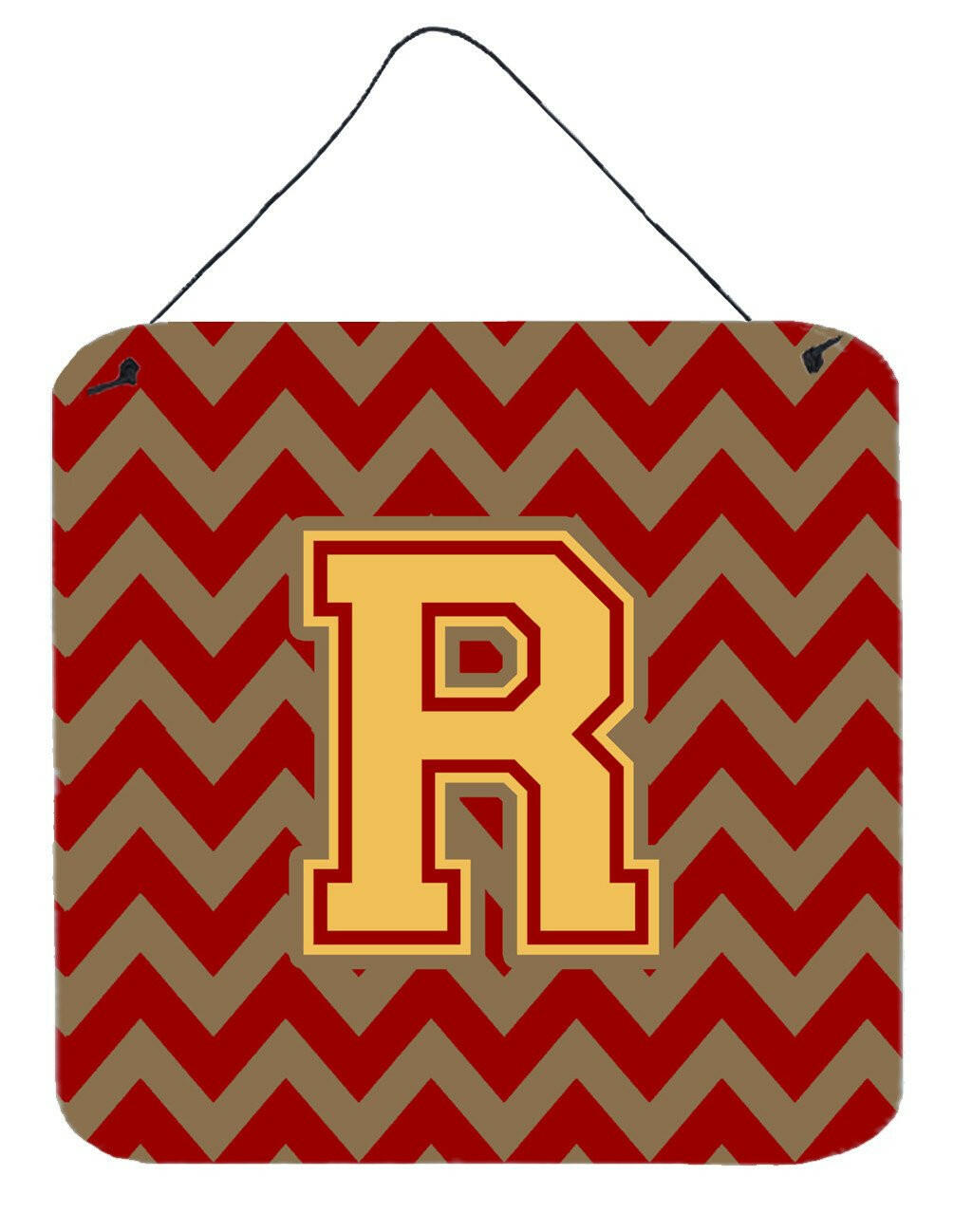 Letter R Chevron Garnet and Gold  Wall or Door Hanging Prints CJ1048-RDS66 by Caroline's Treasures