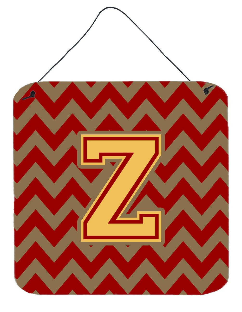Letter Z Chevron Garnet and Gold  Wall or Door Hanging Prints CJ1048-ZDS66 by Caroline's Treasures