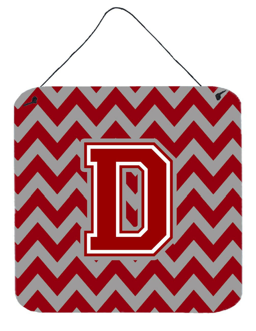 Letter D Chevron Maroon and White Wall or Door Hanging Prints CJ1049-DDS66 by Caroline's Treasures