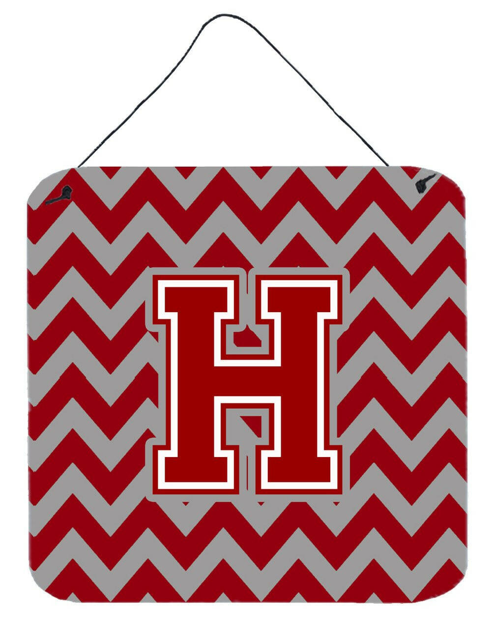 Letter H Chevron Maroon and White Wall or Door Hanging Prints CJ1049-HDS66 by Caroline's Treasures