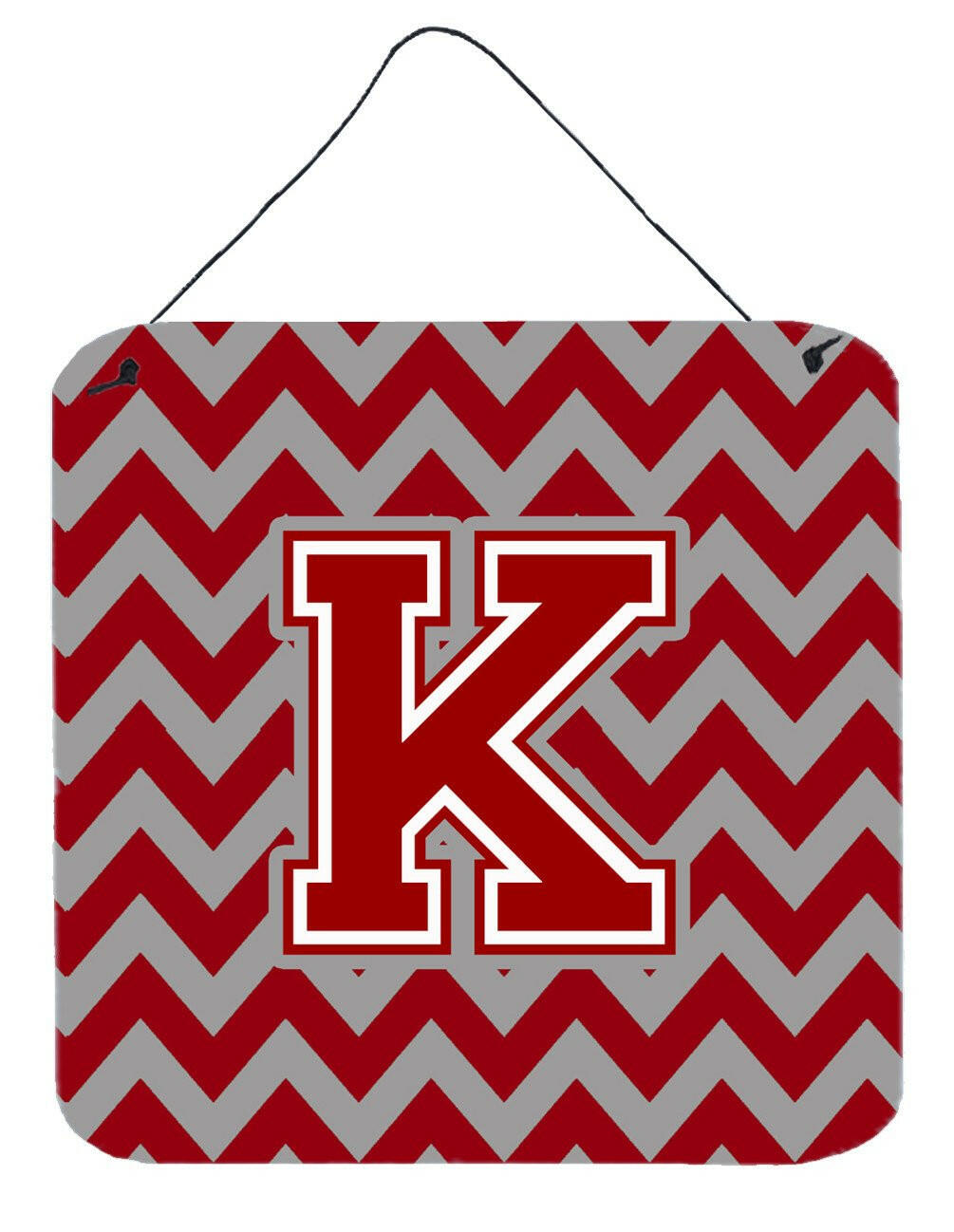 Letter K Chevron Maroon and White Wall or Door Hanging Prints CJ1049-KDS66 by Caroline's Treasures