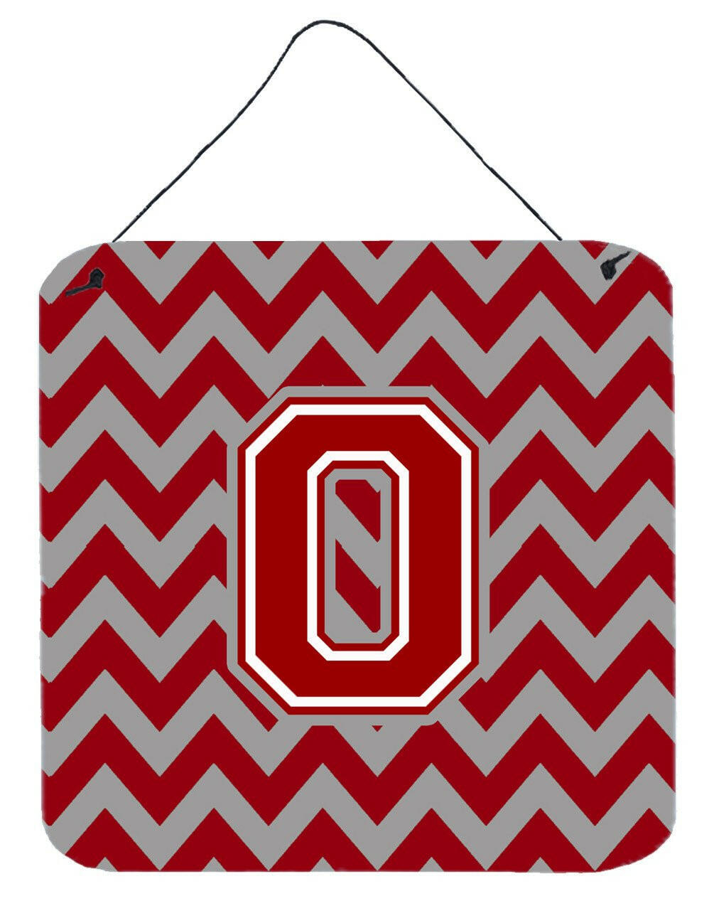 Letter O Chevron Maroon and White Wall or Door Hanging Prints CJ1049-ODS66 by Caroline's Treasures