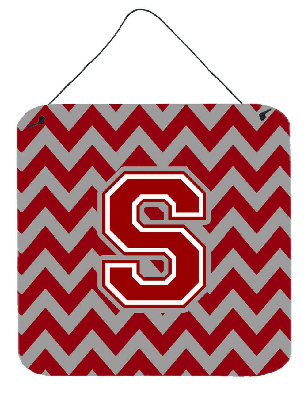 Letter S Chevron Maroon and White Wall or Door Hanging Prints CJ1049-SDS66 by Caroline's Treasures