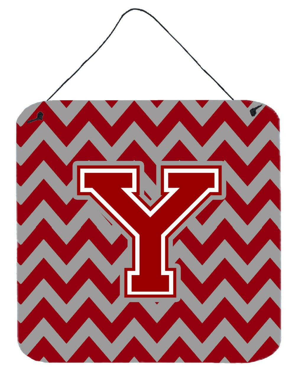 Letter Y Chevron Maroon and White Wall or Door Hanging Prints CJ1049-YDS66 by Caroline's Treasures