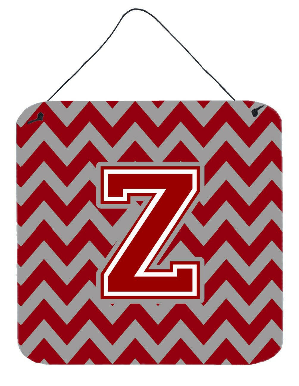 Letter Z Chevron Maroon and White Wall or Door Hanging Prints CJ1049-ZDS66 by Caroline's Treasures