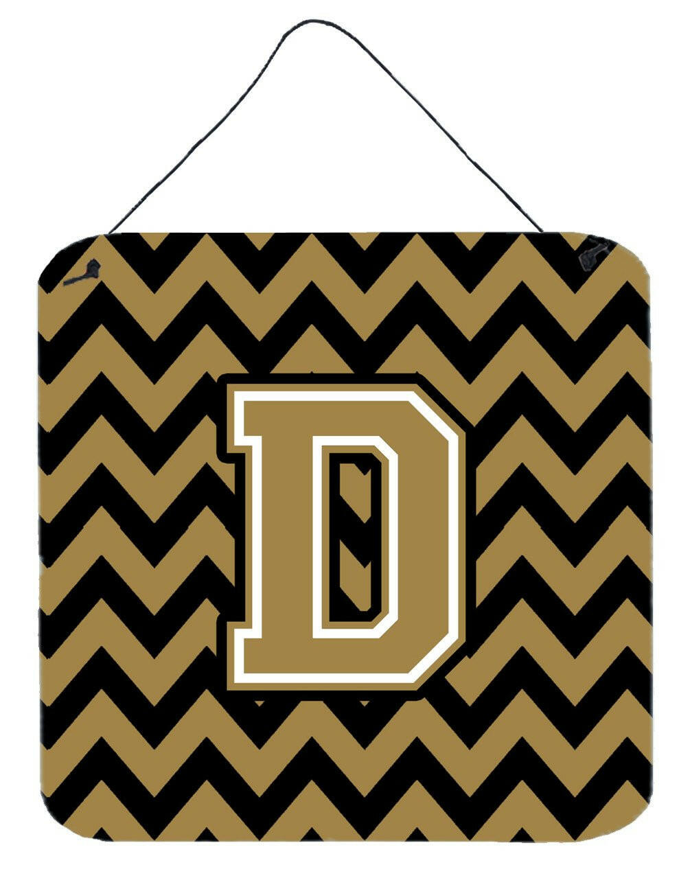Letter D Chevron Black and Gold  Wall or Door Hanging Prints CJ1050-DDS66 by Caroline's Treasures