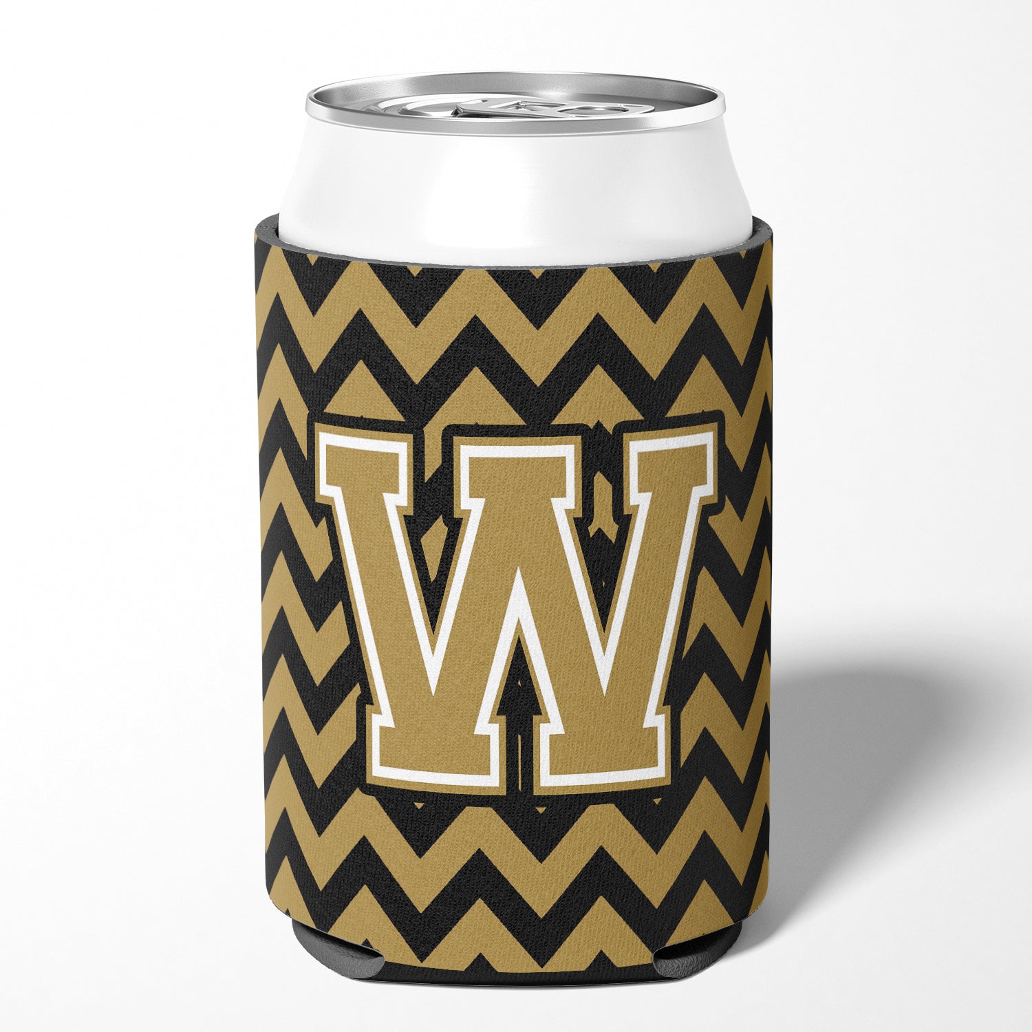 Letter W Chevron Black and Gold  Can or Bottle Hugger CJ1050-WCC.
