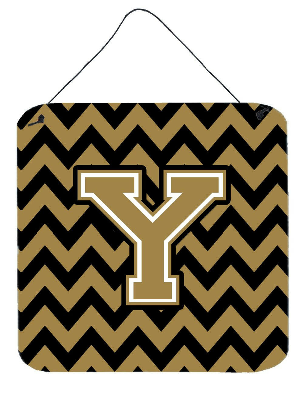 Letter Y Chevron Black and Gold  Wall or Door Hanging Prints CJ1050-YDS66 by Caroline's Treasures