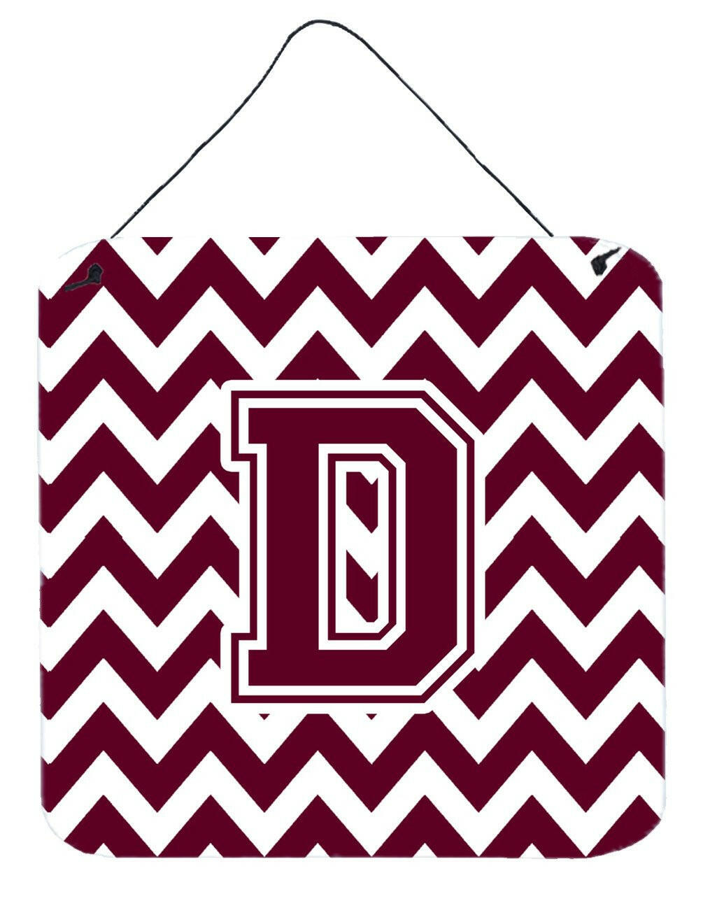 Letter D Chevron Maroon and White  Wall or Door Hanging Prints CJ1051-DDS66 by Caroline's Treasures