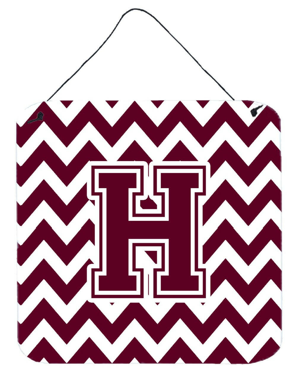 Letter H Chevron Maroon and White  Wall or Door Hanging Prints CJ1051-HDS66 by Caroline's Treasures