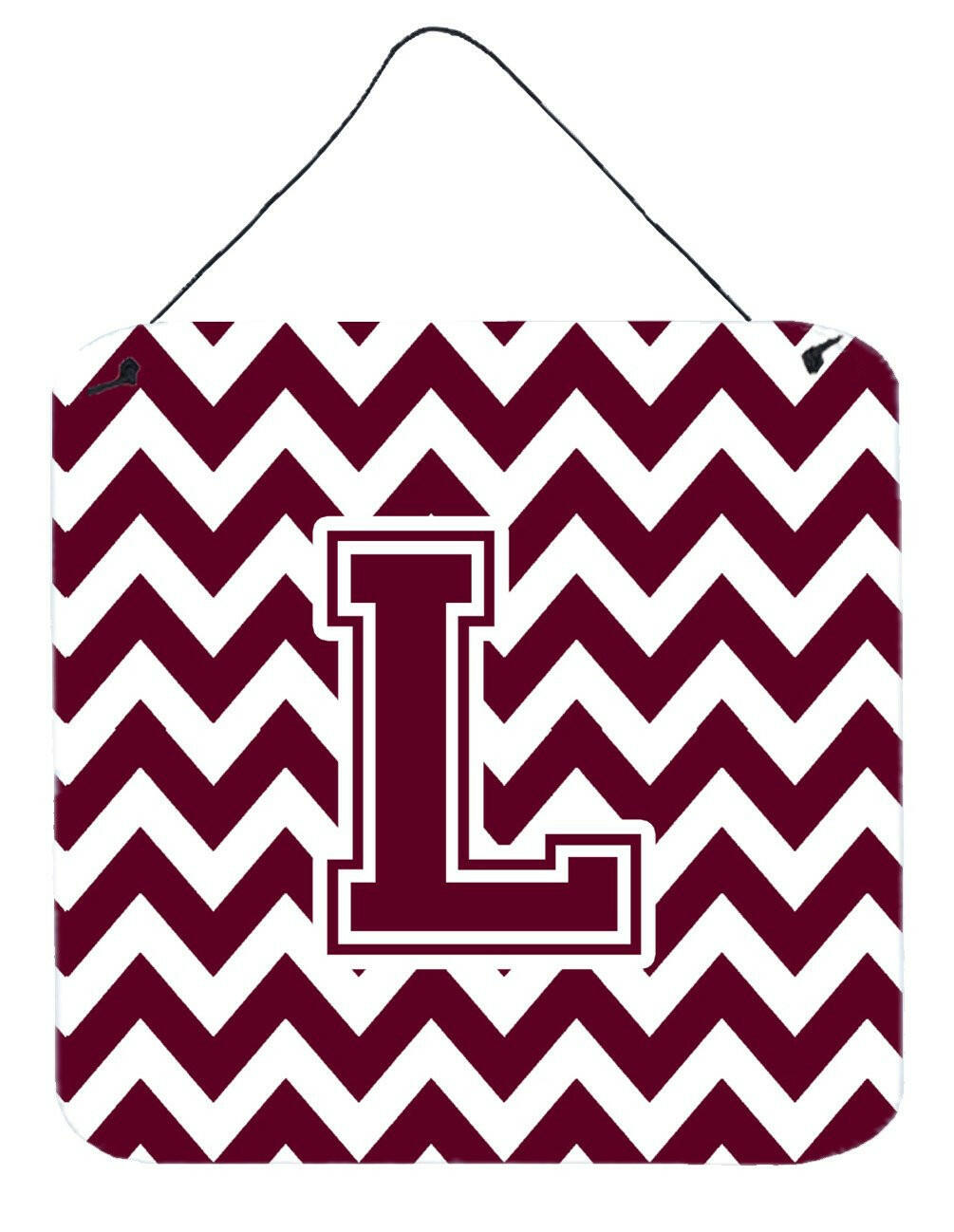 Letter L Chevron Maroon and White  Wall or Door Hanging Prints CJ1051-LDS66 by Caroline's Treasures