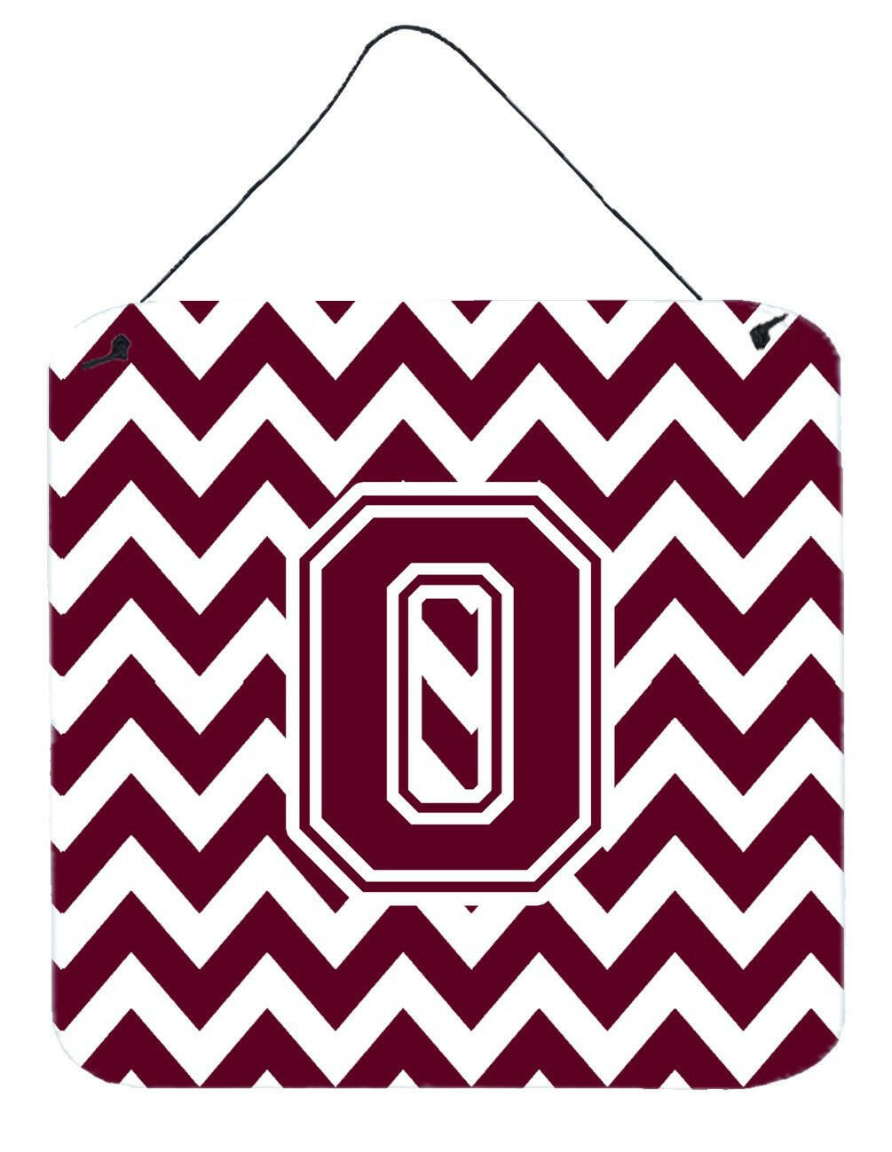 Letter O Chevron Maroon and White  Wall or Door Hanging Prints CJ1051-ODS66 by Caroline's Treasures