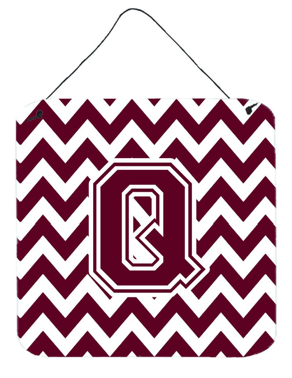 Letter Q Chevron Maroon and White  Wall or Door Hanging Prints CJ1051-QDS66 by Caroline's Treasures