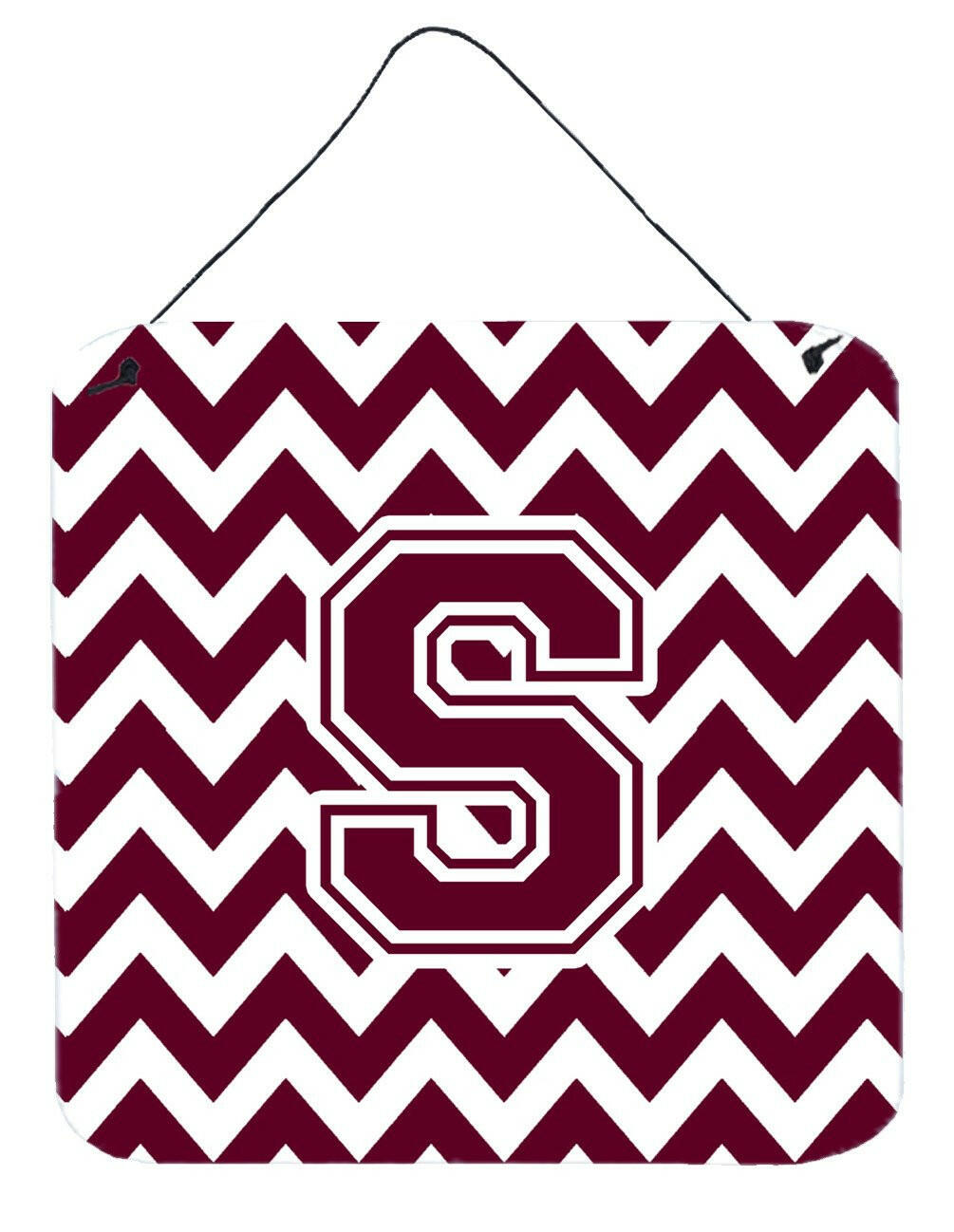 Letter S Chevron Maroon and White  Wall or Door Hanging Prints CJ1051-SDS66 by Caroline's Treasures