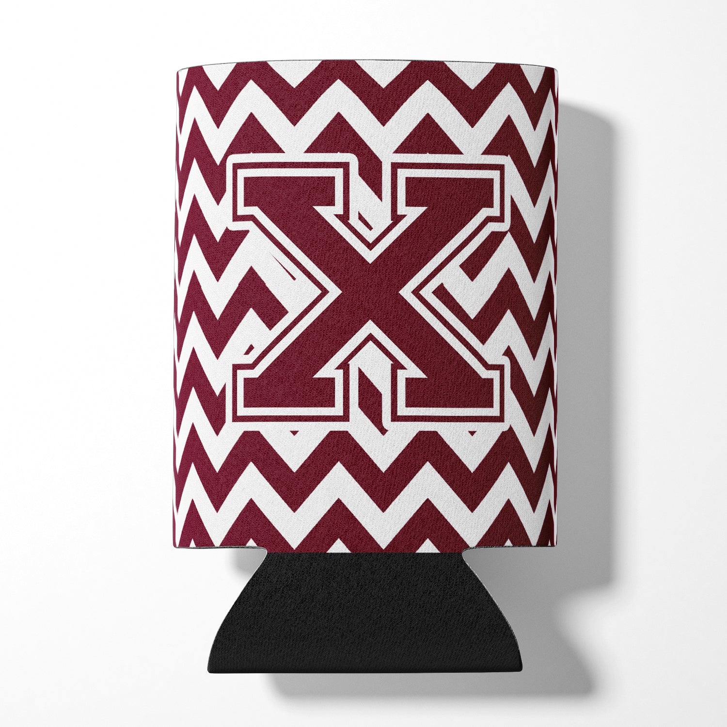 Letter X Chevron Maroon and White  Can or Bottle Hugger CJ1051-XCC.