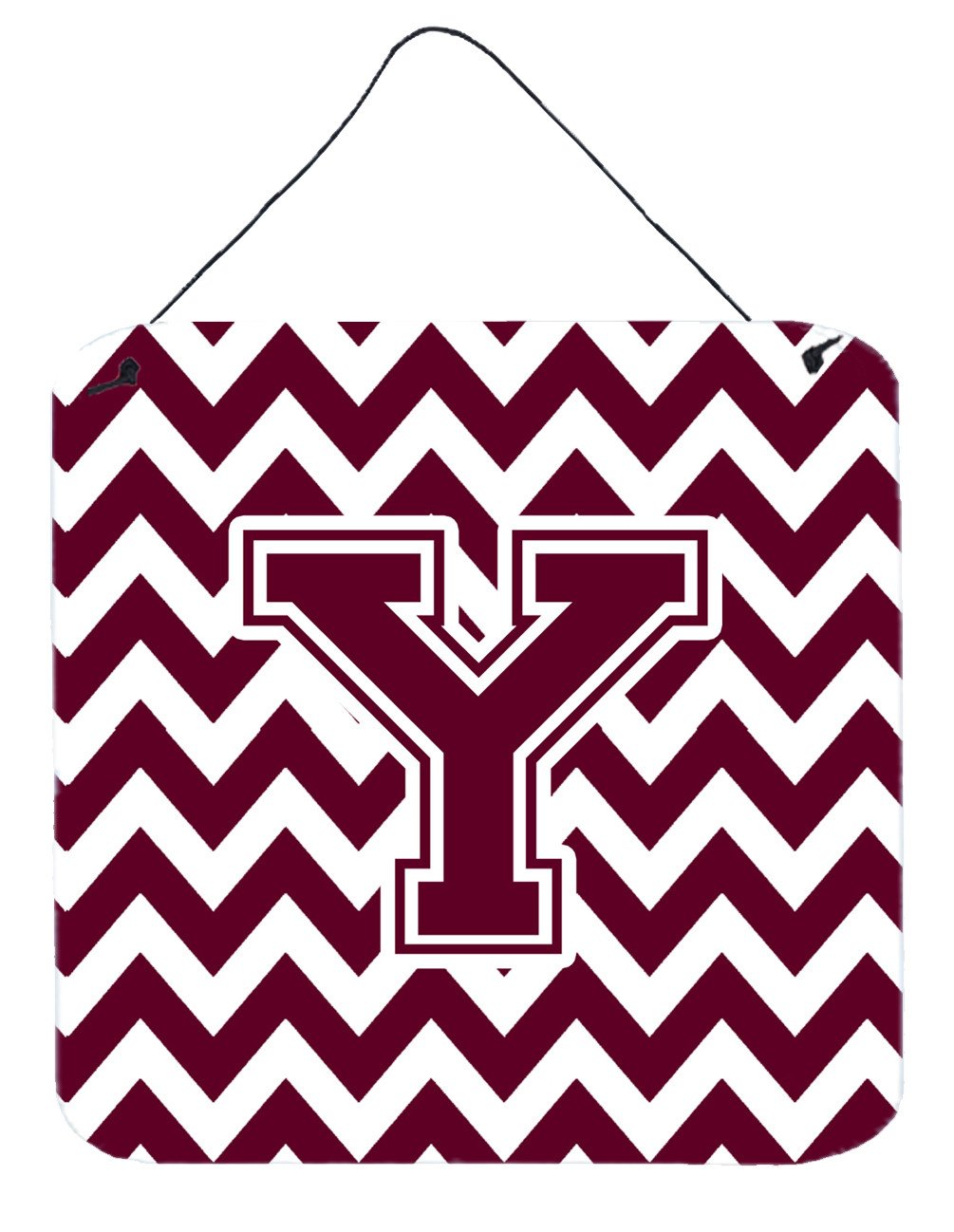 Letter Y Chevron Maroon and White  Wall or Door Hanging Prints CJ1051-YDS66 by Caroline's Treasures