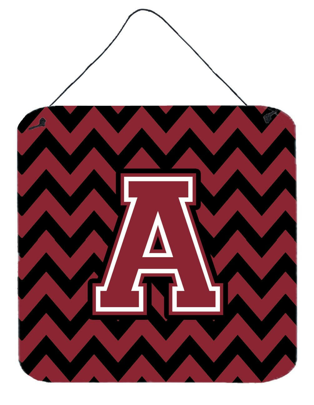 Letter A Chevron Garnet and Black  Wall or Door Hanging Prints CJ1052-ADS66 by Caroline's Treasures