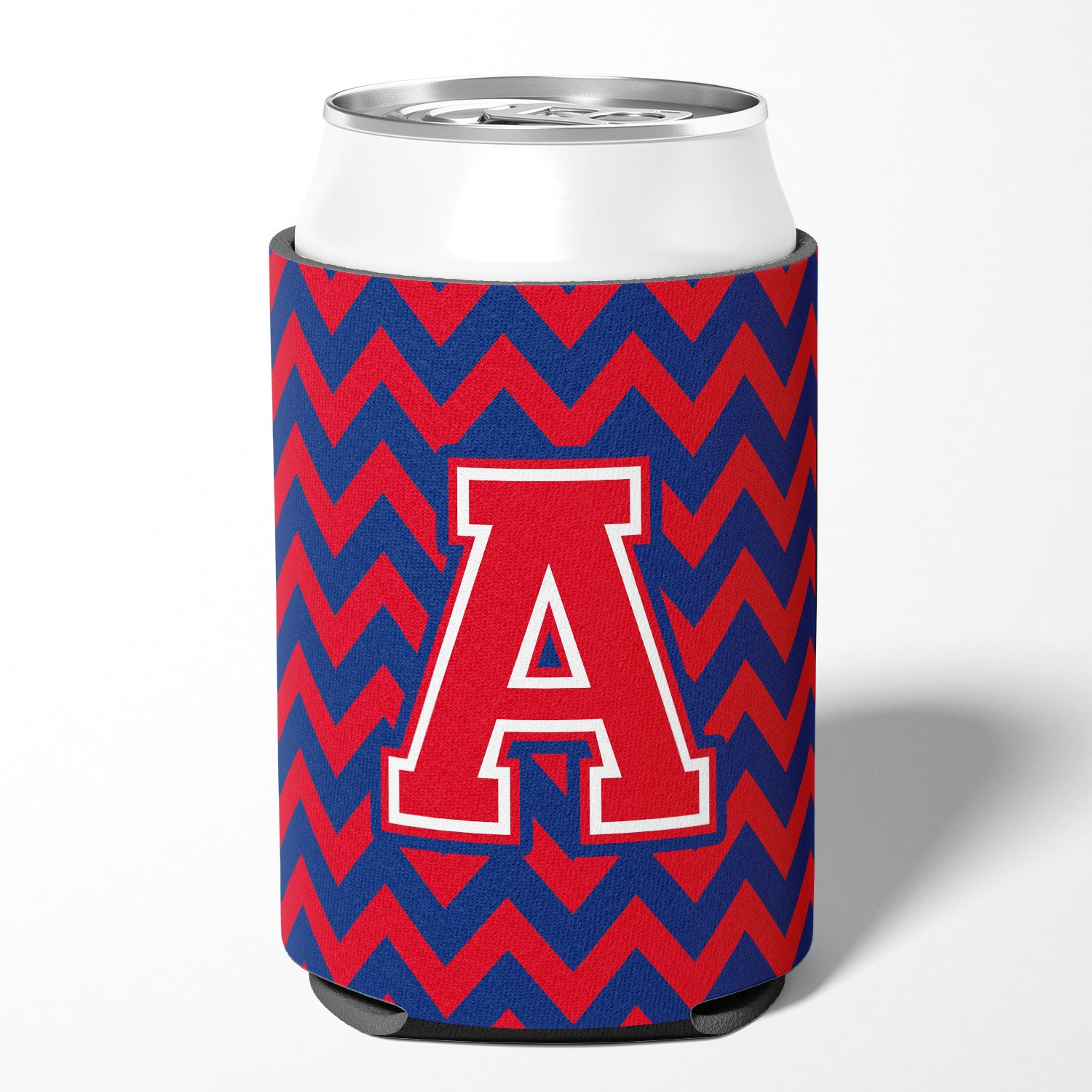 Letter A Chevron Yale Blue and Crimson Can or Bottle Hugger CJ1054-ACC.