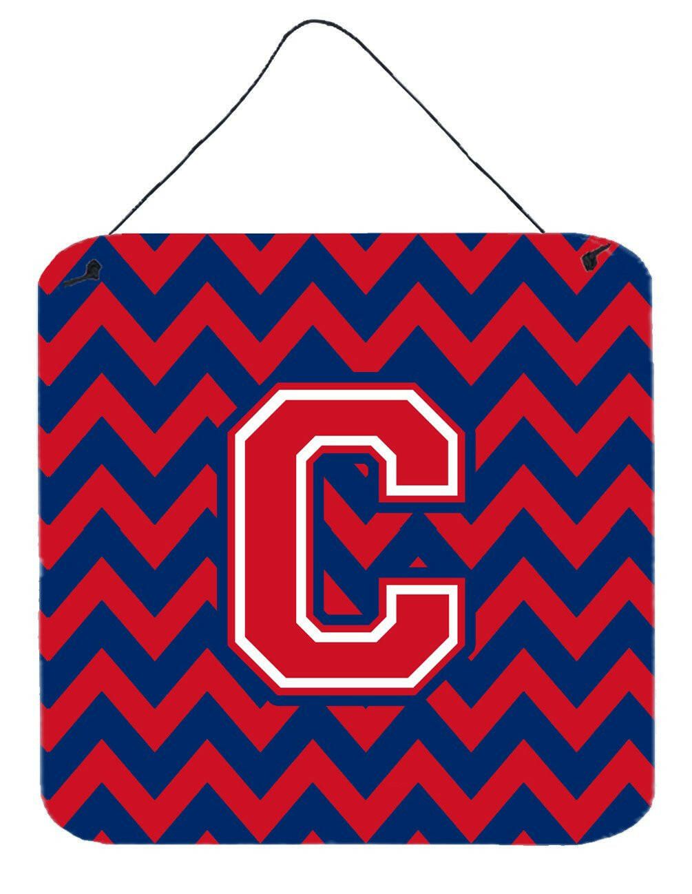 Letter C Chevron Yale Blue and Crimson Wall or Door Hanging Prints CJ1054-CDS66 by Caroline's Treasures