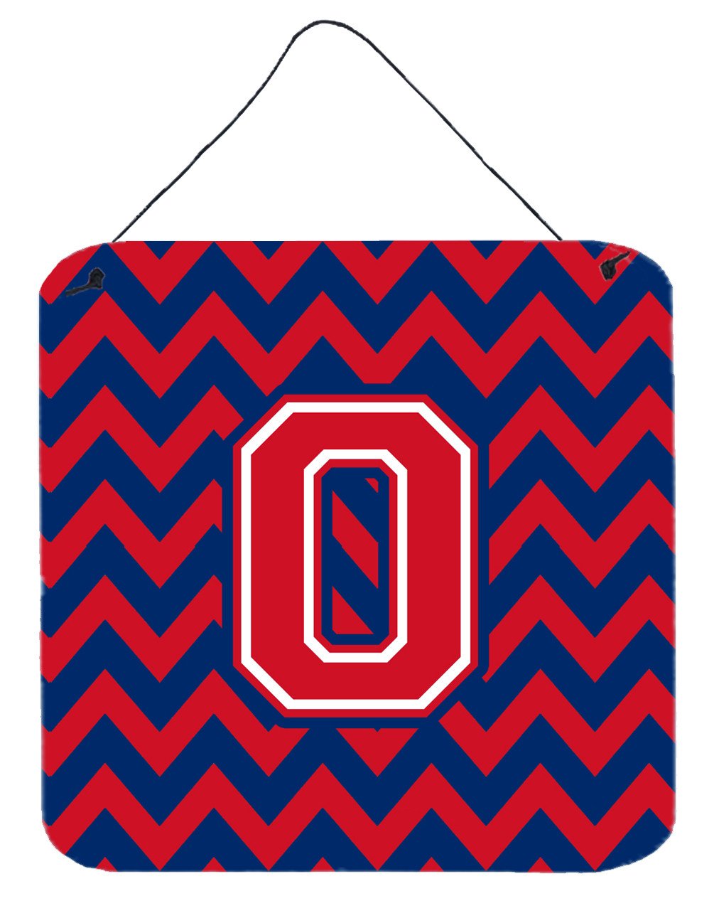 Letter O Chevron Yale Blue and Crimson Wall or Door Hanging Prints CJ1054-ODS66 by Caroline's Treasures