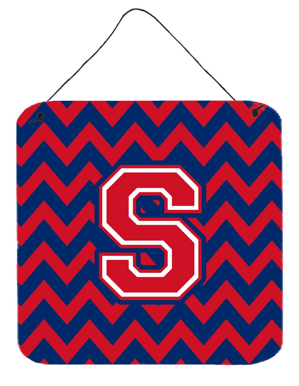 Letter S Chevron Yale Blue and Crimson Wall or Door Hanging Prints CJ1054-SDS66 by Caroline's Treasures