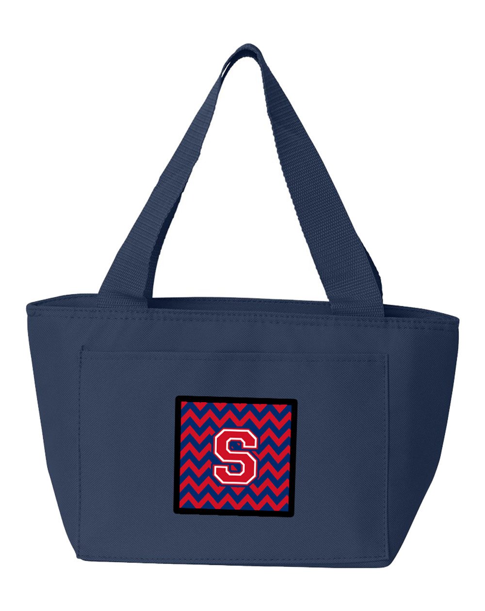 Letter S Chevron Yale Blue and Crimson Lunch Bag CJ1054-SNA-8808 by Caroline's Treasures