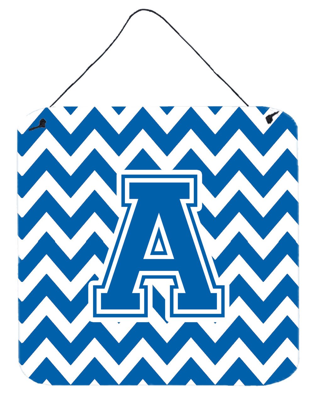 Letter A Chevron Blue and White Wall or Door Hanging Prints CJ1056-ADS66 by Caroline's Treasures