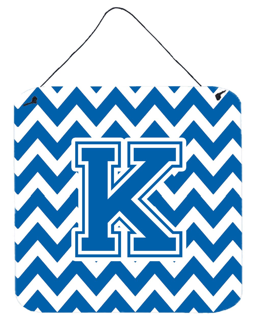 Letter K Chevron Blue and White Wall or Door Hanging Prints CJ1056-KDS66 by Caroline's Treasures