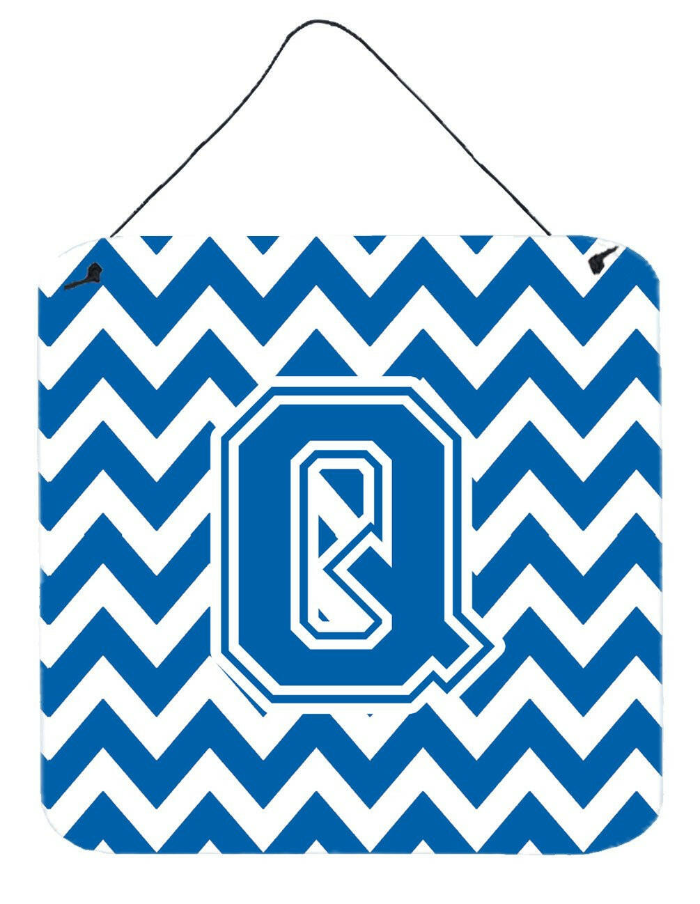 Letter Q Chevron Blue and White Wall or Door Hanging Prints CJ1056-QDS66 by Caroline's Treasures