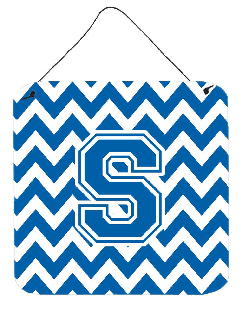 Letter S Chevron Blue and White Wall or Door Hanging Prints CJ1056-SDS66 by Caroline's Treasures