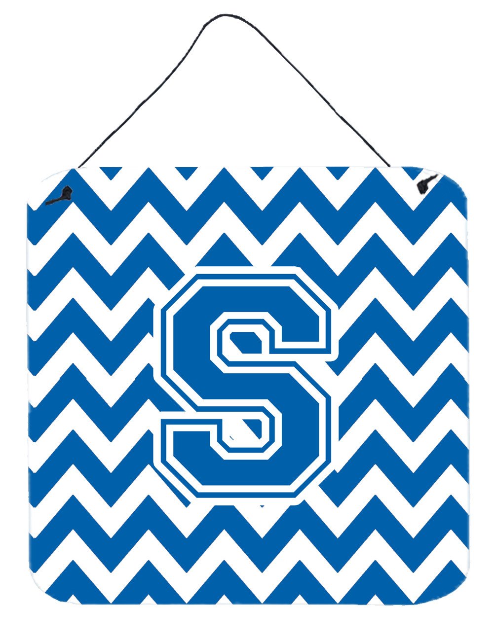 Letter S Chevron Blue and White Wall or Door Hanging Prints CJ1056-SDS66 by Caroline's Treasures