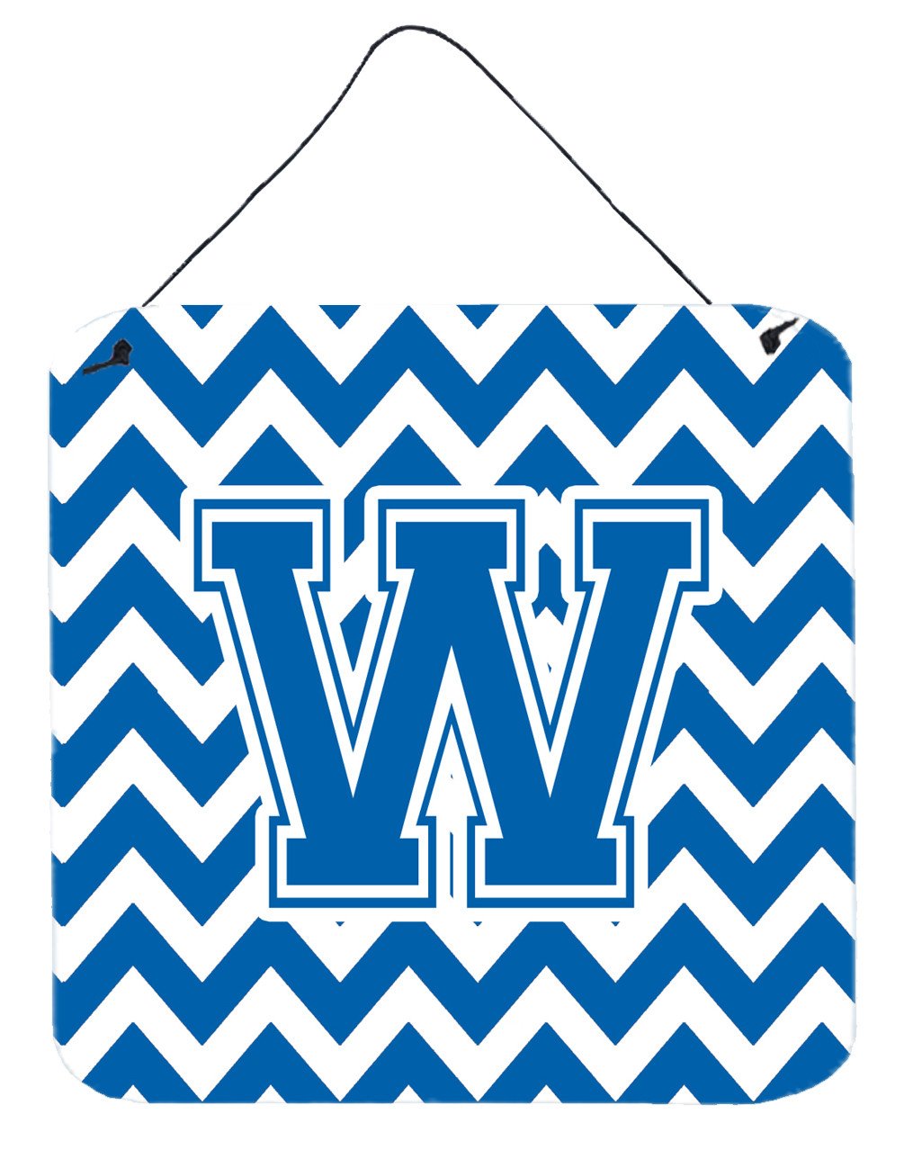 Letter W Chevron Blue and White Wall or Door Hanging Prints CJ1056-WDS66 by Caroline's Treasures
