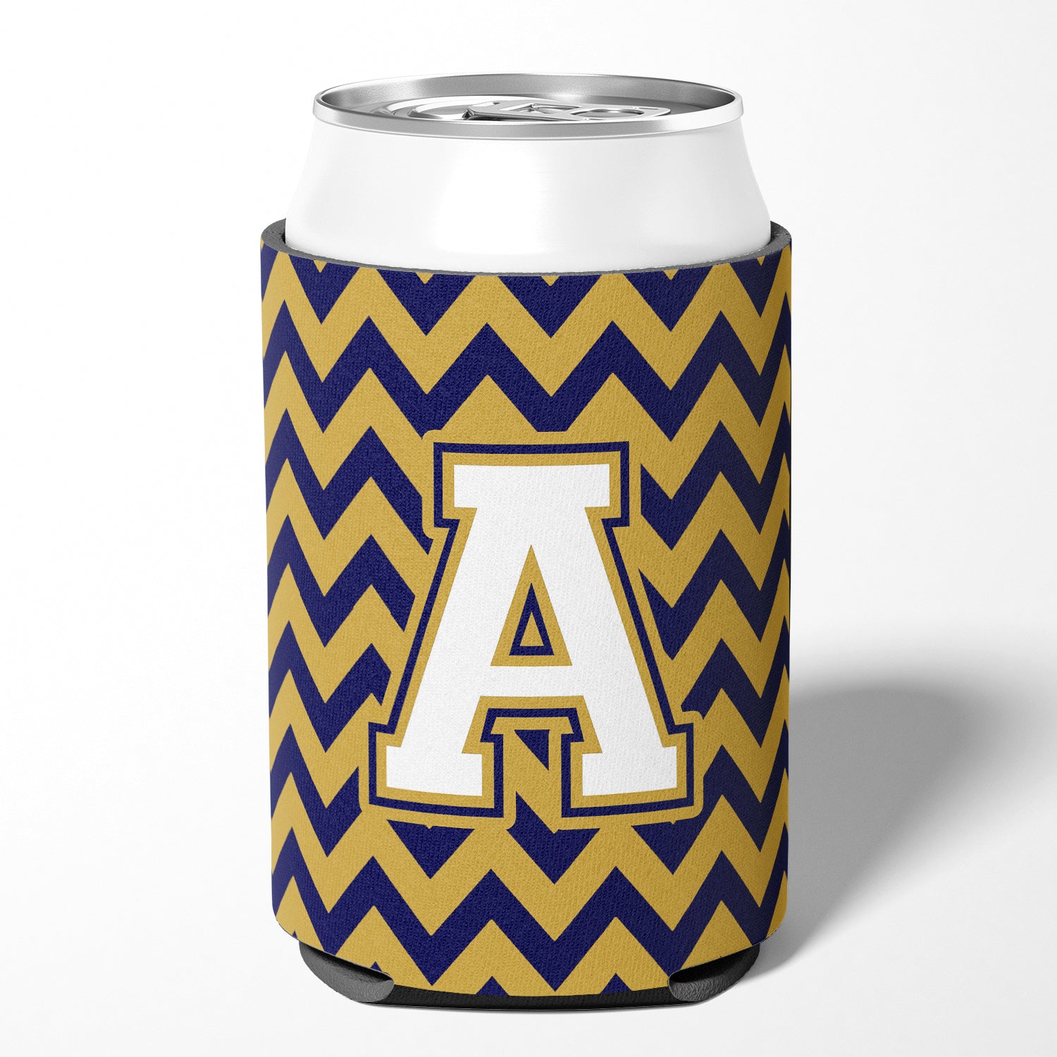 Letter A Chevron Navy Blue and Gold Can or Bottle Hugger CJ1057-ACC.