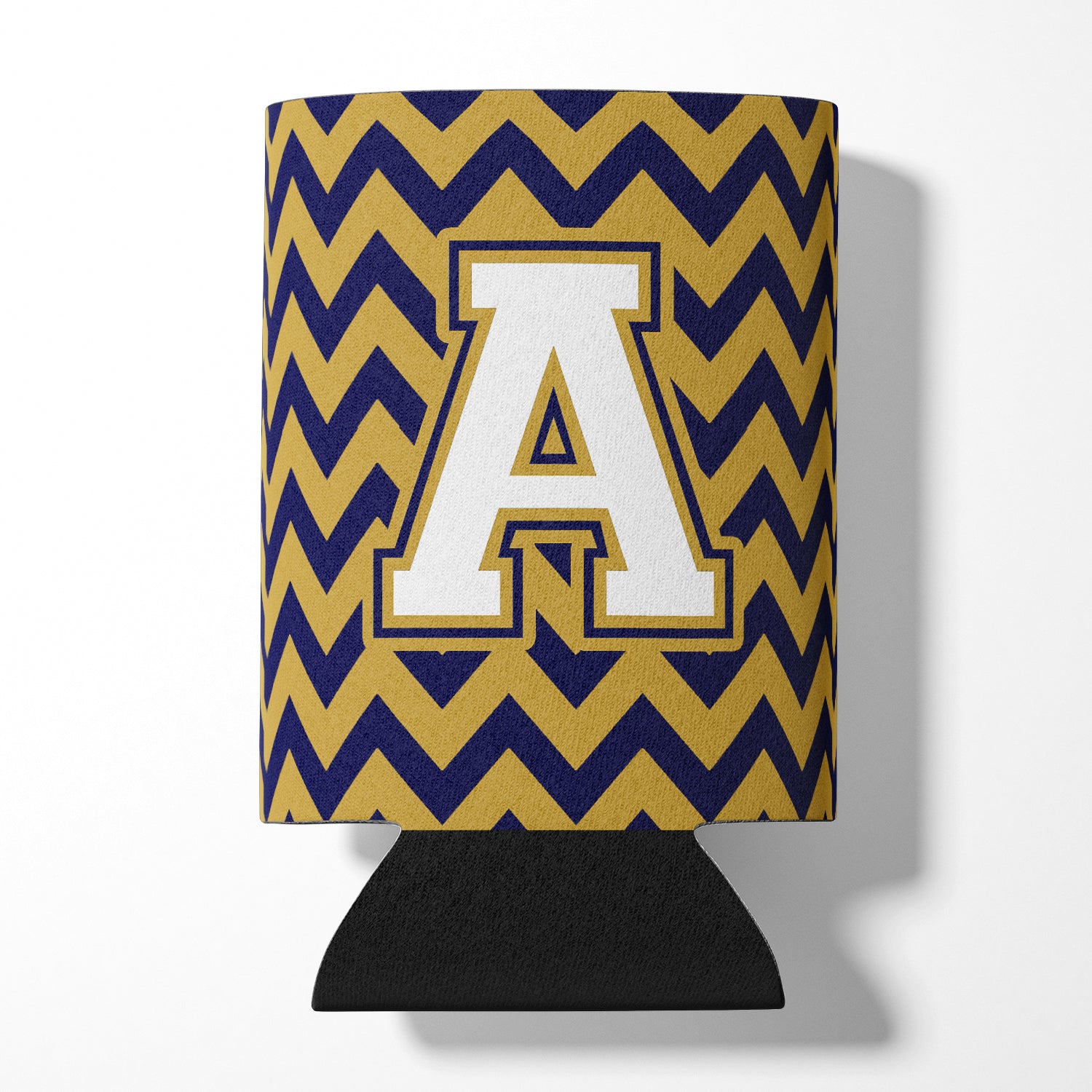 Letter A Chevron Navy Blue and Gold Can or Bottle Hugger CJ1057-ACC.