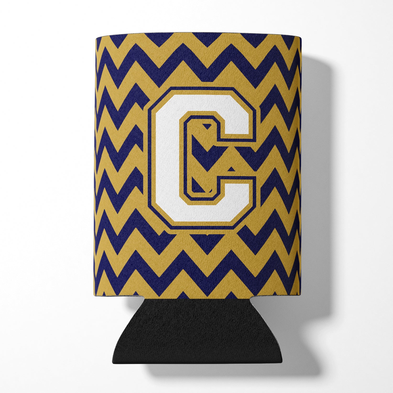 Letter C Chevron Navy Blue and Gold Can or Bottle Hugger CJ1057-CCC.