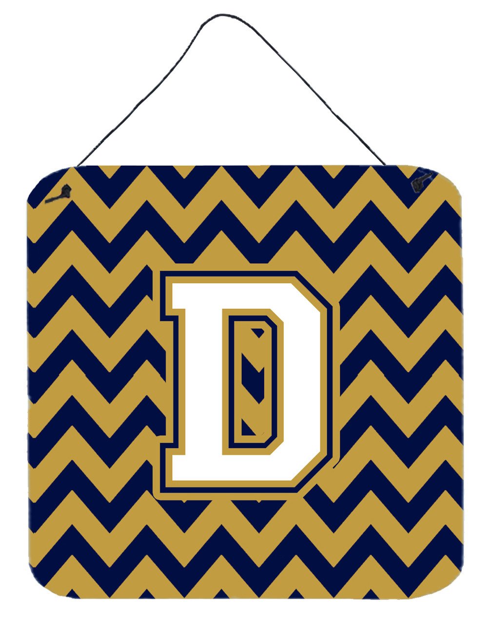 Letter D Chevron Navy Blue and Gold Wall or Door Hanging Prints CJ1057-DDS66 by Caroline's Treasures