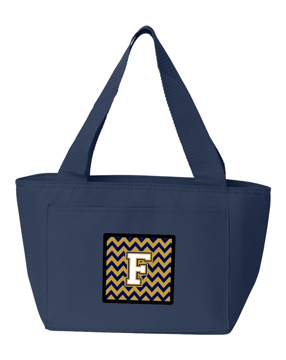 Letter F Chevron Navy Blue and Gold Lunch Bag CJ1057-FNA-8808 by Caroline&#39;s Treasures