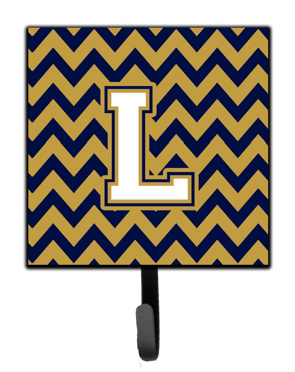 Letter L Chevron Navy Blue and Gold Leash or Key Holder by Caroline's Treasures