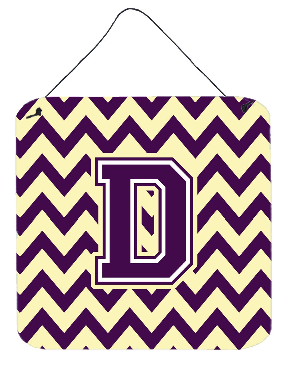 Letter D Chevron Purple and Gold Wall or Door Hanging Prints CJ1058-DDS66 by Caroline's Treasures