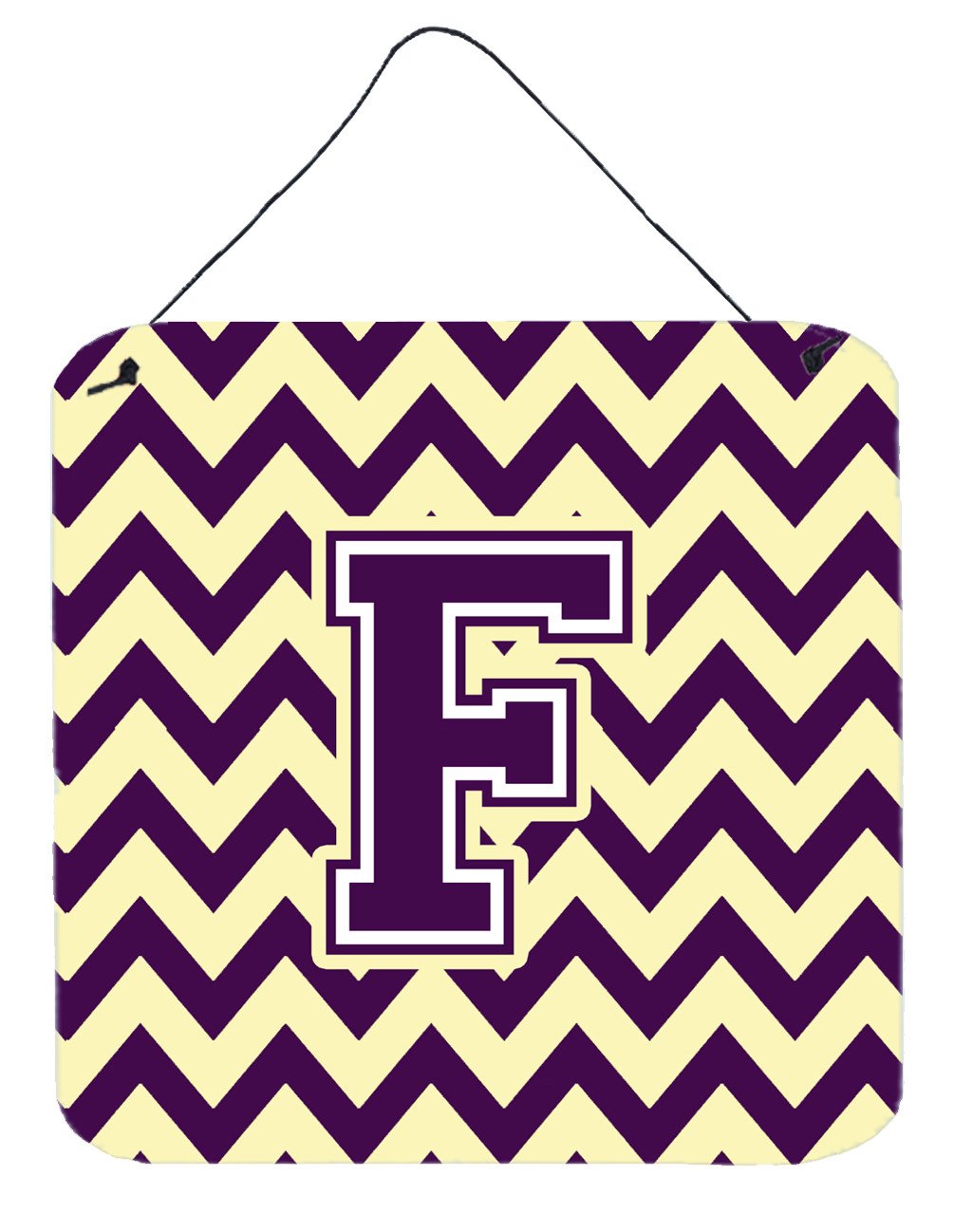 Letter F Chevron Purple and Gold Wall or Door Hanging Prints CJ1058-FDS66 by Caroline's Treasures