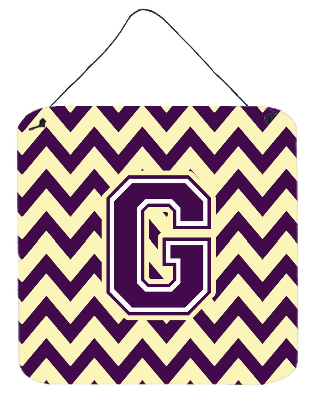 Letter G Chevron Purple and Gold Wall or Door Hanging Prints CJ1058-GDS66 by Caroline's Treasures